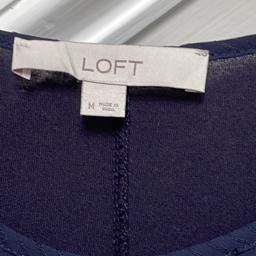 Loft Mixed Media Navy Blouse - Picture 12 of 13